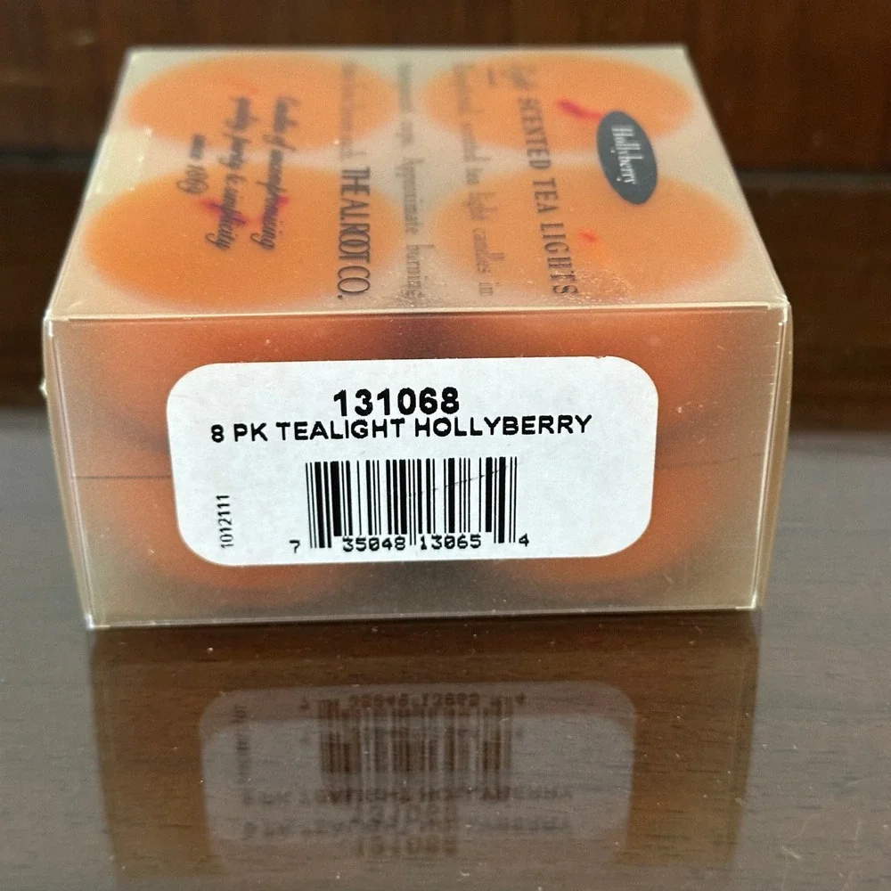 AI Root Co Hollyberry Scented Tea Light Candles 8 Pack Orange 131068 USA Made